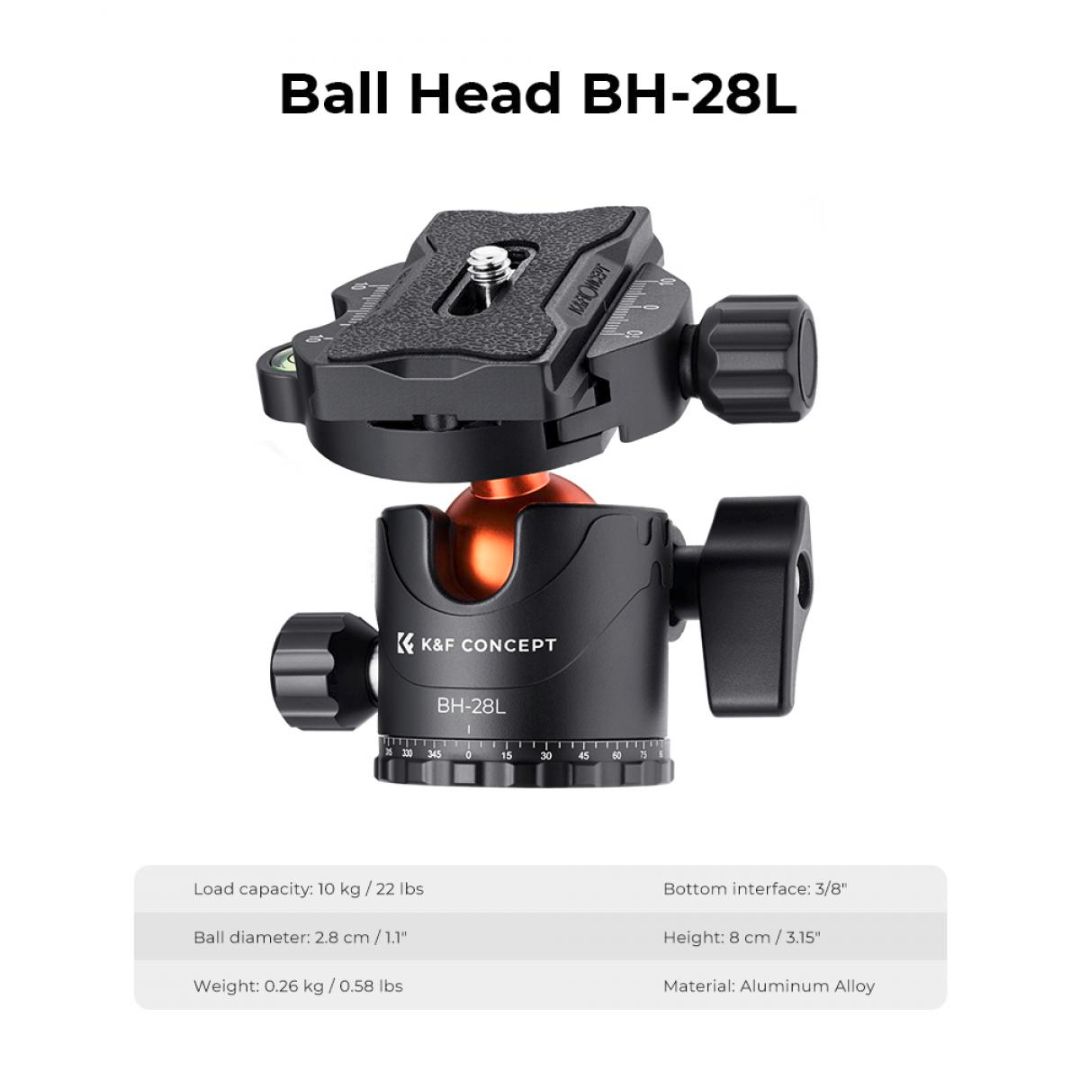 K&F Concept Aluminum Professional Ball Head 2u1 Tripod KF09.111V1 - 3